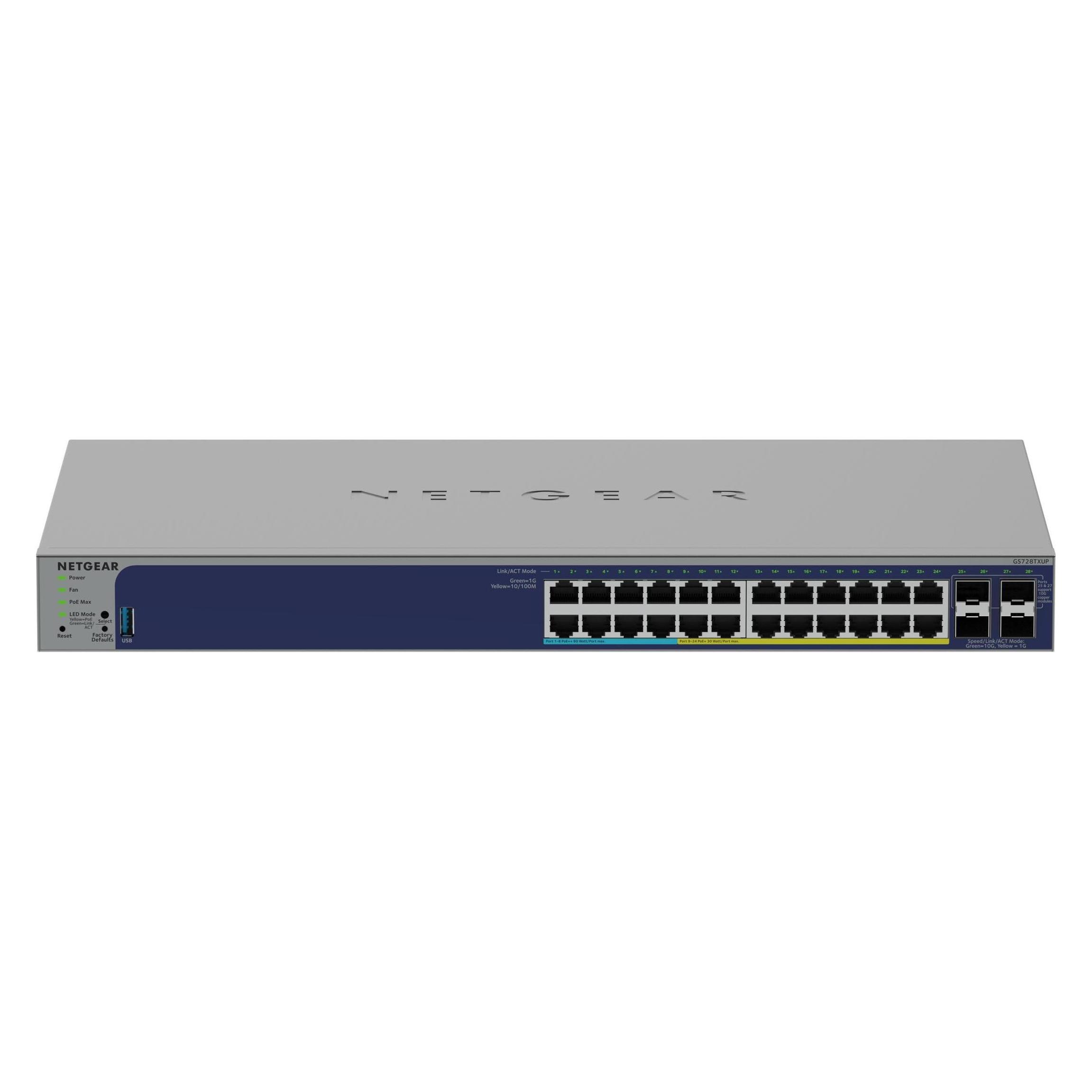 Netgear 24 Port Gigabit Smart Switch, 420W PoE++ (24 Ports) (GS728TXUP-300EUS)