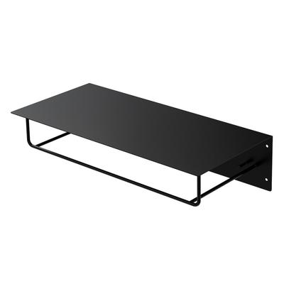 ML-Design Wandgarderobe 60x30x15 cm Schwarz | Metall mit Hakenleiste, Kleiderstange & Hutablage, Wandmontage