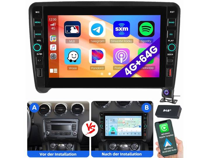 ESSGOO 8 Für Audi TT MK2 8J 2006-2014 Android 15 Carplay Autoradio (RDS, Digitalradio (DAB), FM)