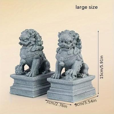 Inspired Living Imperial Harmony Guardian Lion Statues Feng Shui Protection & Decorative Foo Dog Pair large 2pcs