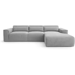 ECKSOFA L Form Ruyam Hellgrau 310/165/78 cm – Schlaffunktion Rechts