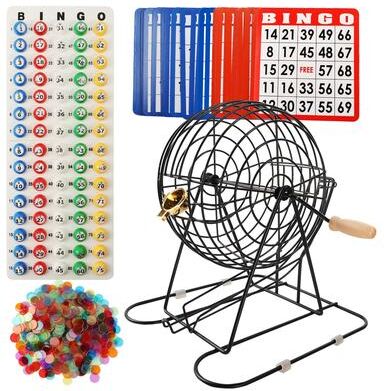 GSE Games & Sports Expert "GSE™ Deluxe Bingo Game Set for Kids & Adults, Large Groups - Large Bingo Cage and Board, 7/8"" Bingo Balls, 500 Chips, 50 Cards"