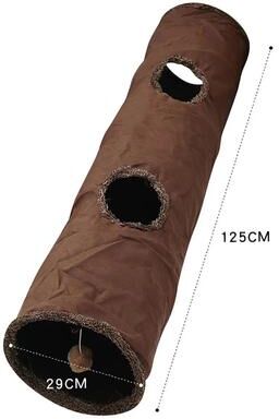 Uplift Essentials Foldable Suede Cat Tunnel For Play And Exercise large Brown
