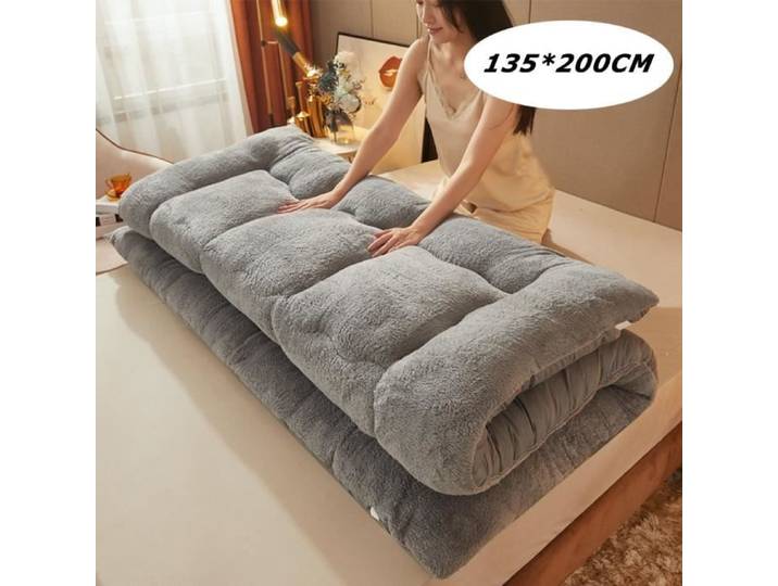 Matelas Pliable Enroulable Matelas futon Épaissir Le Tapis De Sol en Tatami Matelas de Couchage pour dortoir Gris 135x200cm
