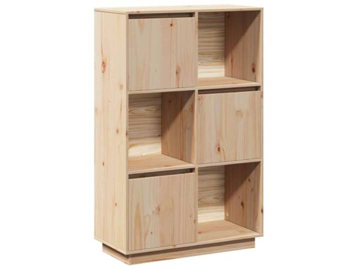 Fisinber Highboard Massivholz Kiefer Kommode Schrank 74x35x117 cm Rustikaler Beistellschrank aus unbehandeltem Holz mit flexibler Türmontage für Wohnzimmer und Flur.