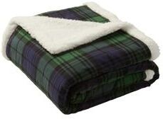 Port Authority BP43 Flannel Sherpa Blanket in Black Watch size OSFA   Cotton