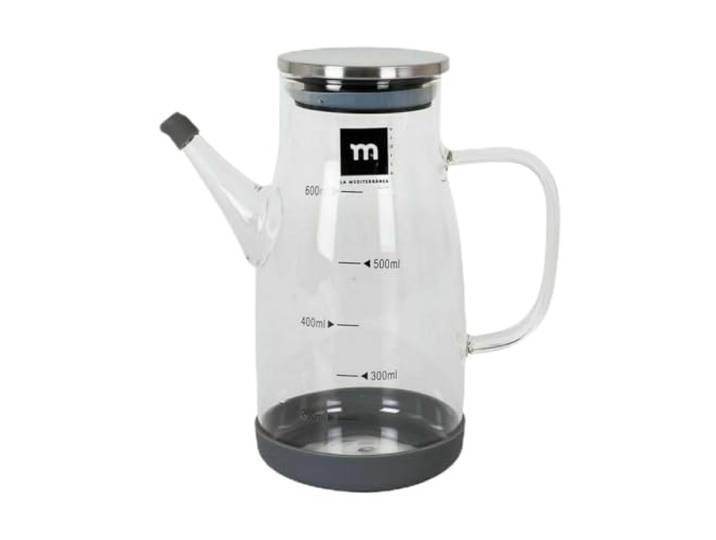 La Mediterránea Ölflasche, Edelstahl, Borosilikatglas, 600 ml, 12 Stück