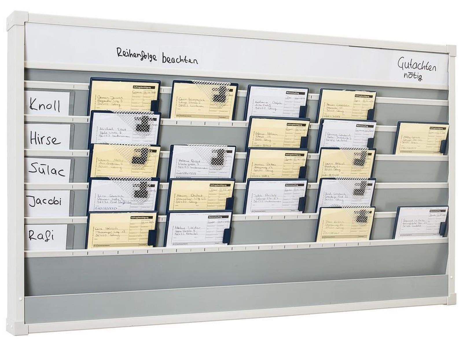 Planungstafel, robust und flexibel mit verstärktem Kunststoffprofil, mit Ablagefach, zur Wandmontage, für Format DIN A5 u. 2/3 A4, Schienen 6 (1.125 x 675 mm), Beschriftung unbeschriftet, Verpackungseinheit: 1 STK
