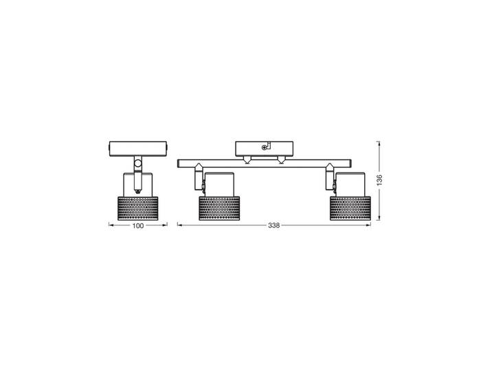 OSRAM plafondspot CORK, zwart, 2-lamps, dimbaar, GU10 dimbaar, zwart, Woon-/ Eetkamer, metaal