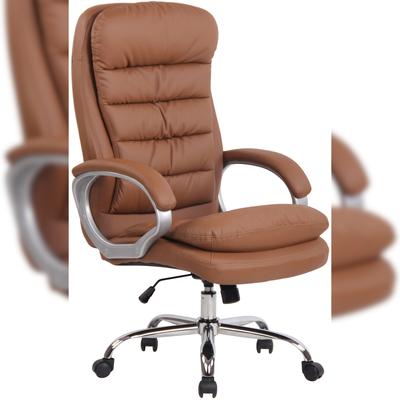 DELUKE® Bürostuhl SOUK - 116x68x77, Hellbraun | Kunstleder | Metall in Chromoptik Gestell | ergonomische Bürostühle Homeoffice Stuhl mit Rollen