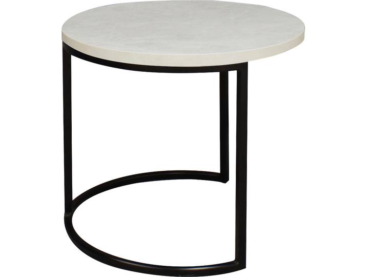 Couchtisch MÄUSBACHER Couchtisch rund , weiss (schwarz, keramik optik weiß), H:50,5cm, Tische, Couchtisch, Couchtisch rund Durchmesser 60cm, Metallgestell