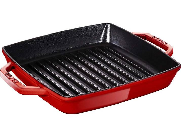 Staub Grillpfanne Staub Grill Pans Grillpfanne, 23 cm quadratisch Gusseisen Kirsch-Rot, (1-tlg)