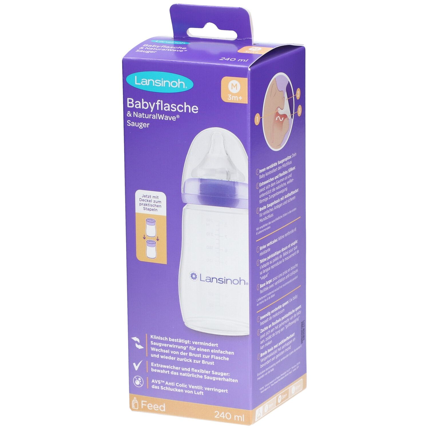 Lansinoh NaturalWave Babyflasche 240ml & Sauger M 1 St Flaschen