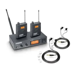 LD Systems MEI 1000 G2 B5 BUNDLE - In-Ear Monitoring System drahtlos mit 2 x Belt Pack und 2 x In-Ear-Kopfhörer - 584 - 607 MHz