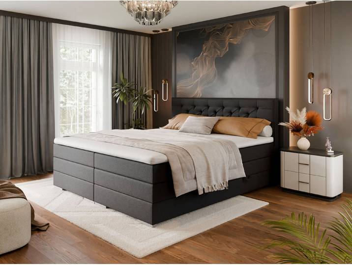 FORTE Boxspringbett Lanciano (7-Zonen-Taschenfederkernmatratze mit zwei Härtegraden (H2/H3), erhältlich in den Breiten 140cm, 160cm & 180cm