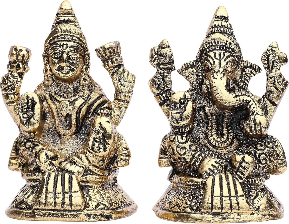 Ganesh Laxmi Statue Lord Ganesha Lakshmi Murti voor Puja en Home Temple Mandir