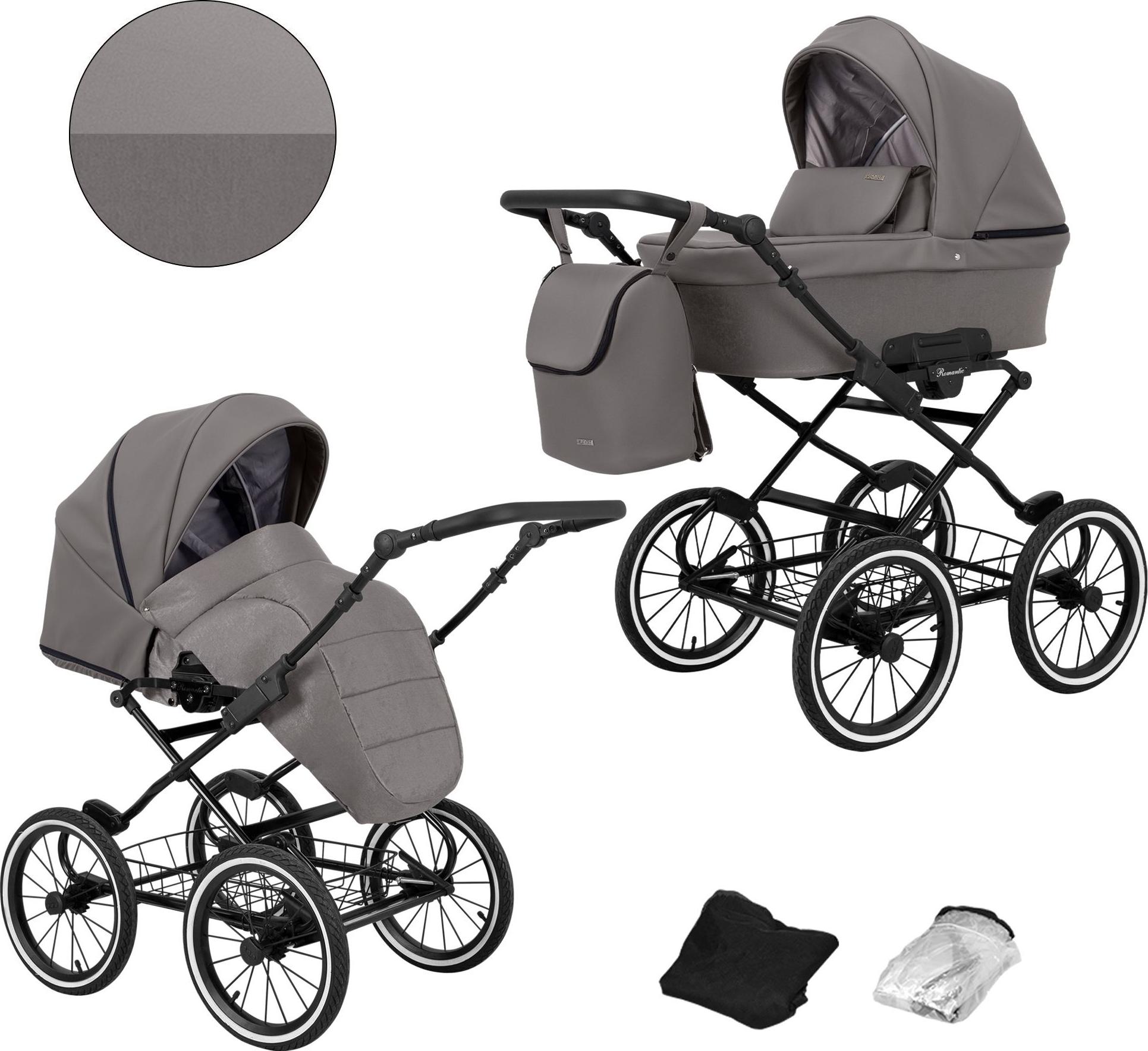 Kinderwagen Kunert Romantic 2in1 - Schwarzes Gestell - Farbe: Anthrazit Eco