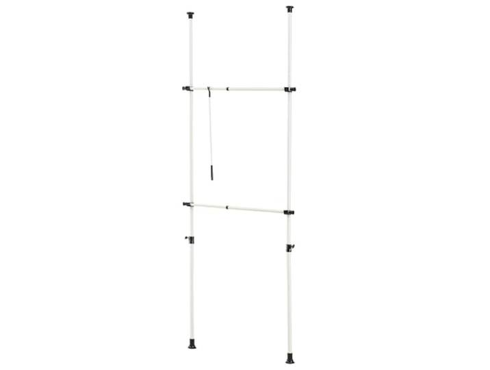 [en.casa] Teleskop Garderobensystem Kemi mit Kleiderstangen zum Spannen Garderobenständer Weiß Kleiderständer Teleskopstange verstellbar 75-115 cm Metall