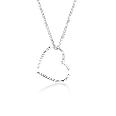 Kette mit Anhänger ELLI "Halskette Herz Anhänger Liebe Cut Out 925 Silber" Gr. 45, silber, Halsketten, Damen, 45, ohne Stein, Silber 925 (Sterlingsilber)