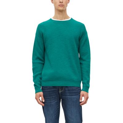Strickpullover S.OLIVER, Herren, Gr. M, grün, Strick, Obermaterial: 100% Baumwolle, unifarben, normal hüftbedeckend, Rundhals, Bündchen, Pullover Strickpullover, Rundhalspullover in Strick-Optik