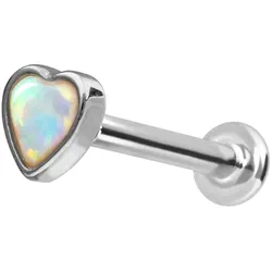 14 Karat Gold Labret mit Innengewinde SYNTHETISCHES OPALHERZ