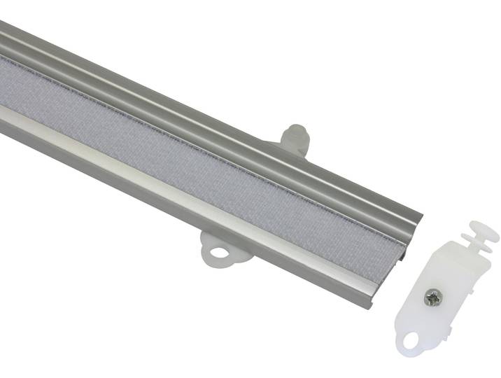 Paneelwagen GARDINIA mit Klettband und Rollen Gr. 1, silber (silberfarben), L:60cm, Aluminium, Gardinenbefestigungen, Paneelwagen, Serie Flächenvorhang-Technik Atlanta 3-läufig