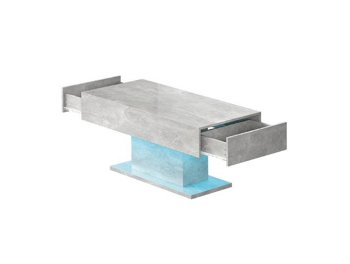 radelldar Couchtisch mit LED-Beleuchtung und 2 Schubladen, 110 x 55 x 50cm (1-St), Hochglänzender LED-Wohnzimmertisch, USB-betrieben