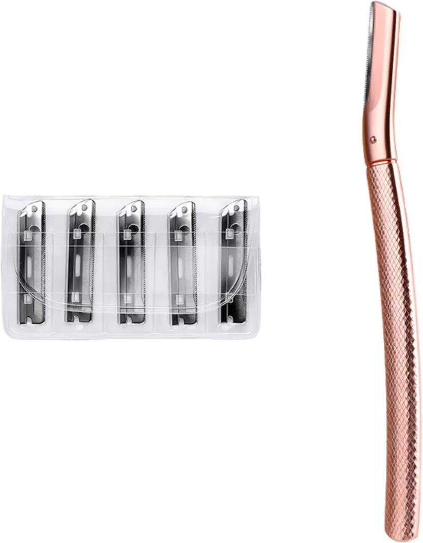 INF Präziser Zinklegierungs-Augenbrauenrasierer — Micro-Einteiliges Metall-Design mit Wechselklingen aus Edelstahl, Kratzfest Roségold