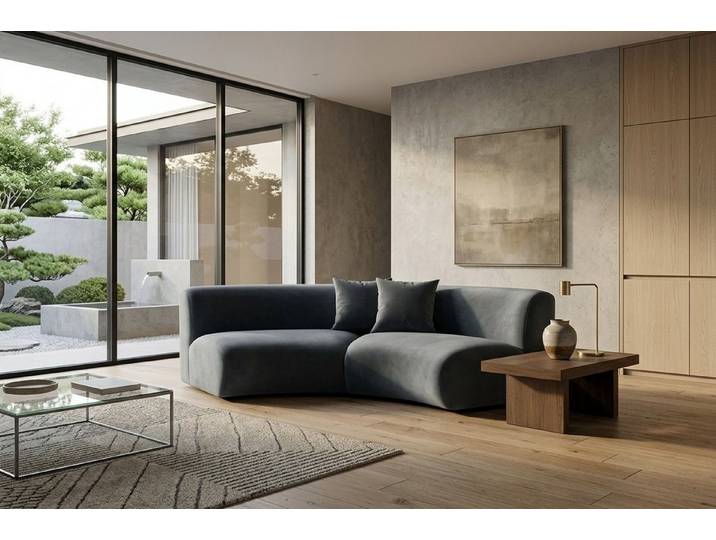 Kaiser Möbel Sofa Round für das Wohnzimmer aus Velvet-Stoff Bluvel GRETA, Modulares Design,Samtweicher Velvet-Bezug