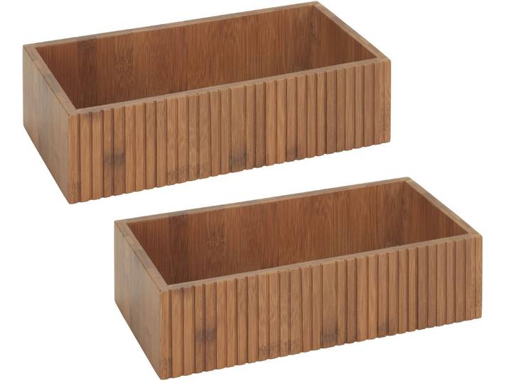 Aufbewahrungsbox WENKO Modell Mera , braun (dunkelbraun), B:30cm H:8cm T:15cm, Bambus, Kunststoff, MDF, Aufbewahrungsboxen, Aufbewahrungsbox, Organizer aus geräuchertem Bambus für die Küche, Landhaus-Stil