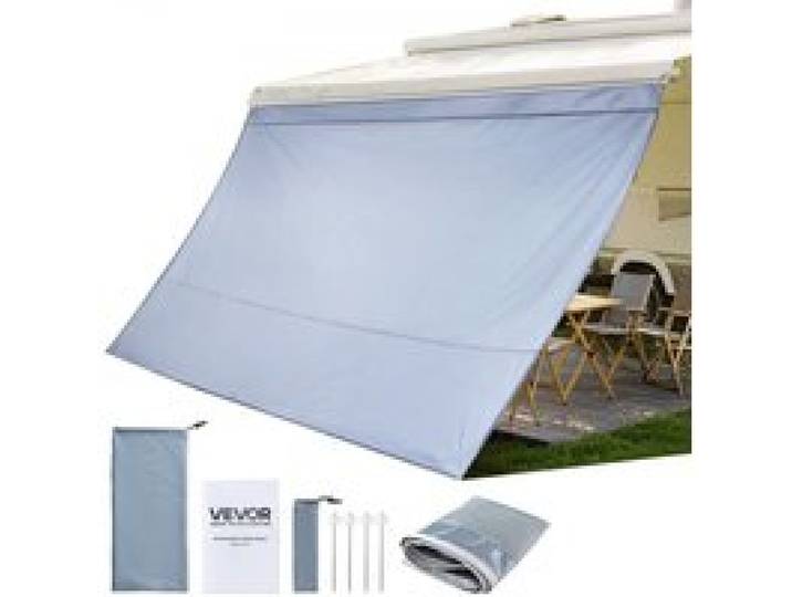 VEVOR Sonnenschutz (2 x 3,7 m) für Markisen (4 m), Markisen-Vorderwand mit UV50+ & Reißverschluss-PU-Bezug & Doppelt Genähtem Polyester-Netzgewebe, Regenschutz für Wohnmobil, Camping & Wohnwagen