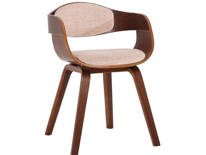 CLP Esszimmerstuhl ergonomisch Kingston,Lehnstuhl mit umlaufender Rückenlehne, Holzgestell belastbar bis 150 kg, Farbe: walnuss/Creme