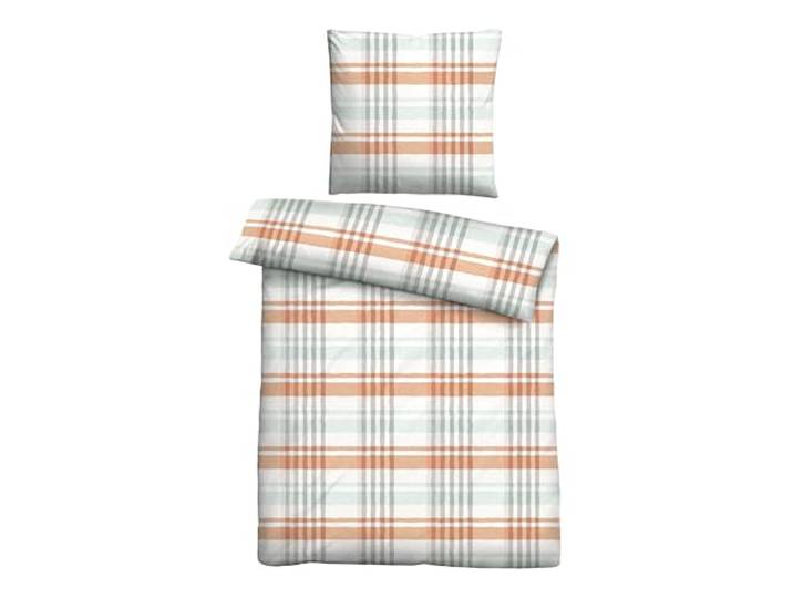 Traumhaft schlafen - Castell - Markenbettwäsche Bettwäsche Baumwoll Seersucker 0020373 KARO 1x 155x220 cm + 1x 80x80 cm, nektarine