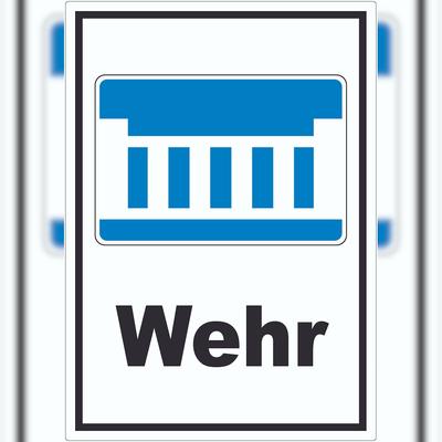 HB-Druck Wehr oder Staustufe Symbol und Text Aufkleber A0 (841x1189mm)