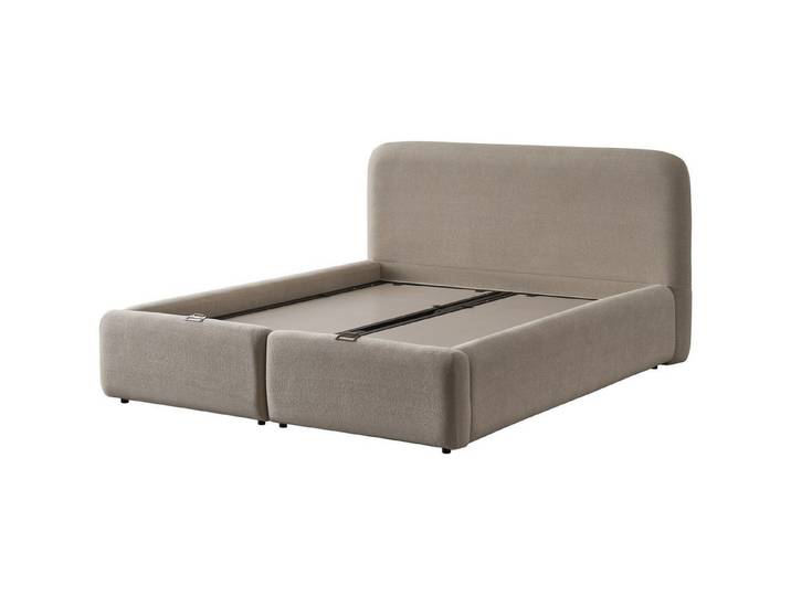Villa Möbel Boxspringbett Mars (Bett (ohne Matratze), Liegefläche:140x200), Bett mit Stauraum und gerundetem Kopfteil für sanfte Raumwirkung