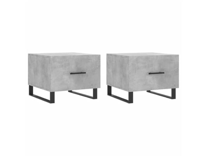KUTYWEXFM Couchtisch 2er Set 50x50x40 cm Beistelltisch Betongrau Praktische Schublade für Ordnung im Schlafzimmer und Flur, stabile Eisenbeine für zuverlässigen Stand im Alltag.