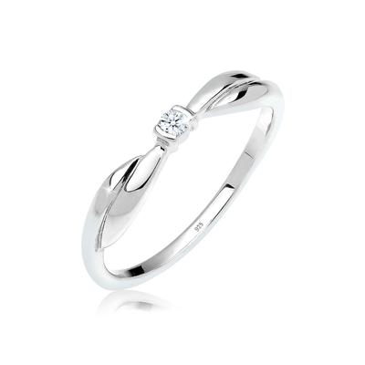 Verlobungsring ELLI DIAMONDS "Verlobungsring Diamant Brillantschliff (0.03 ct) 925 Silber" Gr. 54, weiß, Fingerringe, Damen, 54mm, 0,03 P1 = bei 10-facher Vergrößerung erkennbare Einschlüsse, Silber 925 (Sterlingsilber), 1,5mm, Verlobungsring