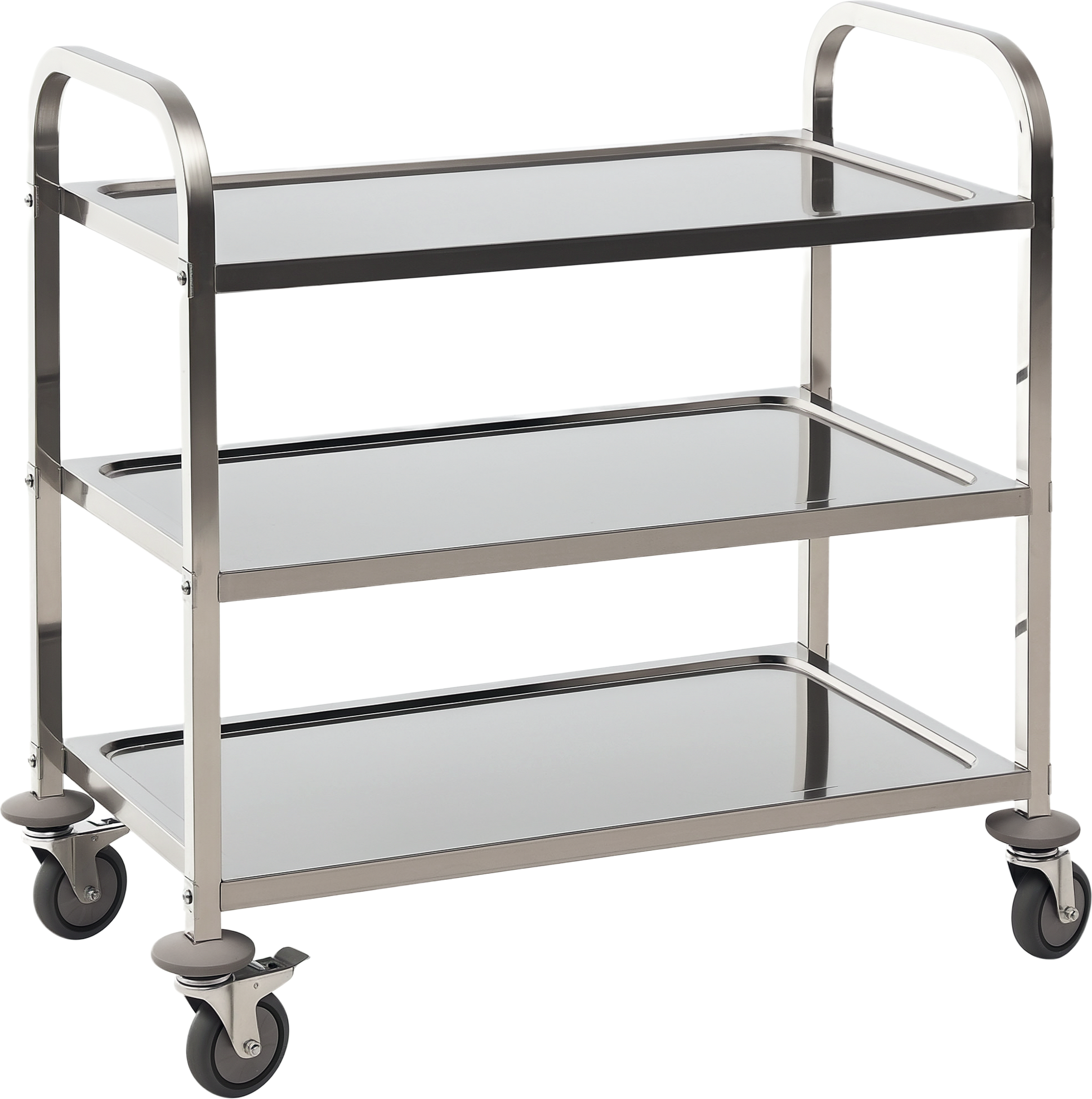Homcom Carrello da Cucina 3 Ripiani e 4 Ruote con Freni Cuscinetti Anti-Collisione in Acciaio Inossidabile 430 Argento 85x45x90cm Aosom