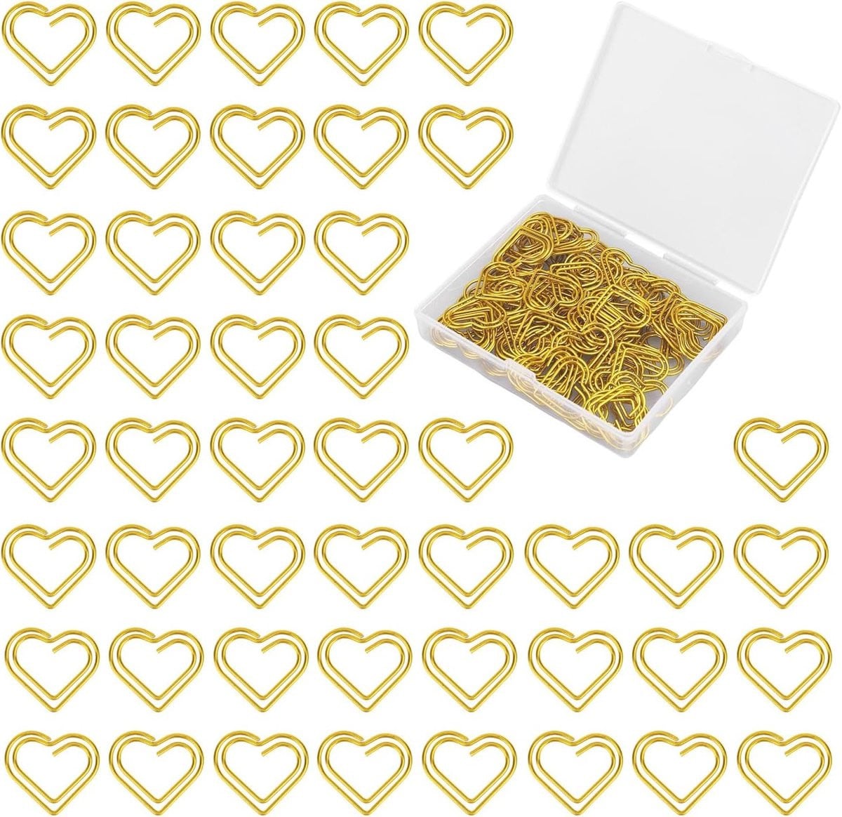100 stuks gouden hartvormige paperclips voor kantoor, school en bruiloft decoratie