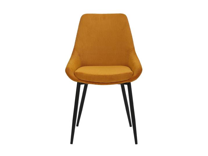 Chaise en velours côtelé jaune curry