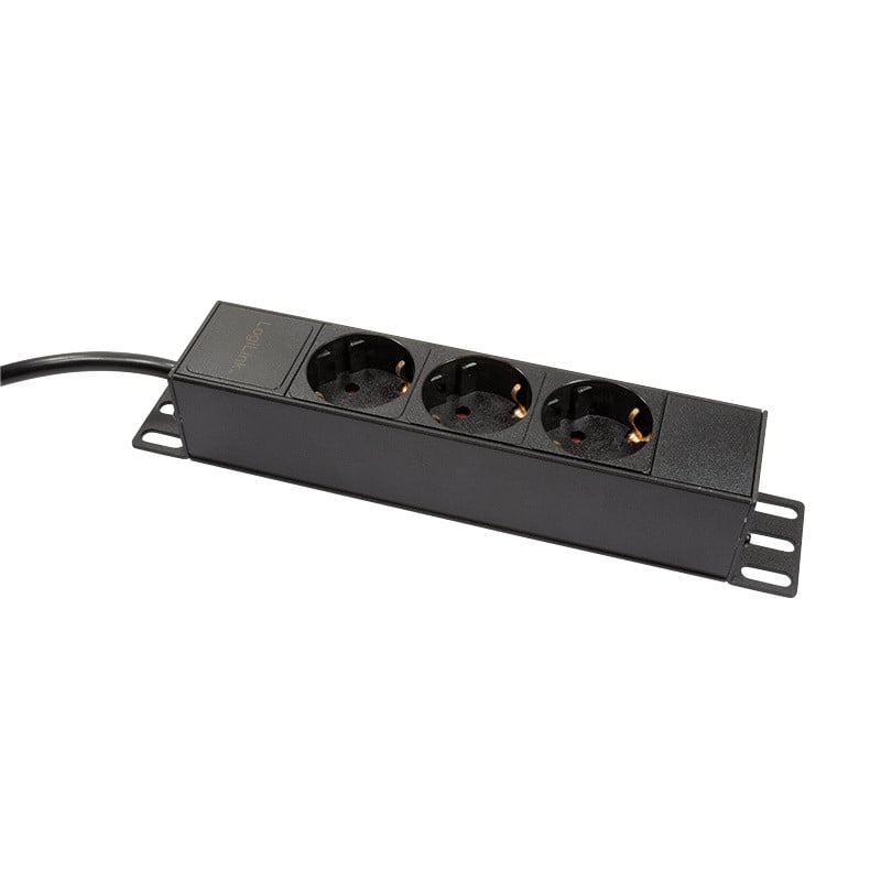 LogiLink 10-inch stekkerdoos met 3 stopcontacten, zwart