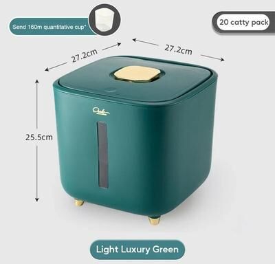 Uplift Picks Airtight Rice Storage Container For Fresh Grain And Pet Food green (10kg)