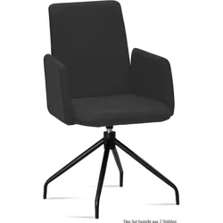 ARMLEHNSTUHL drehbar (2er-Set) Djanna 52x92x60 Schwarz/Anthrazit