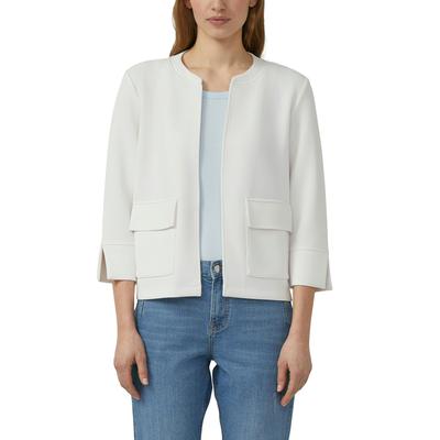Sweatjacke S.OLIVER, Damen, Gr. 46, weiß, Sweatware, Obermaterial: 47% Modal, 41% Polyester, 12% Elasthan, unifarben, normal hüftlang, Rundhals, Sweatjacken Sweatjacke, Kurze Sweatjacke ohne Verschluss