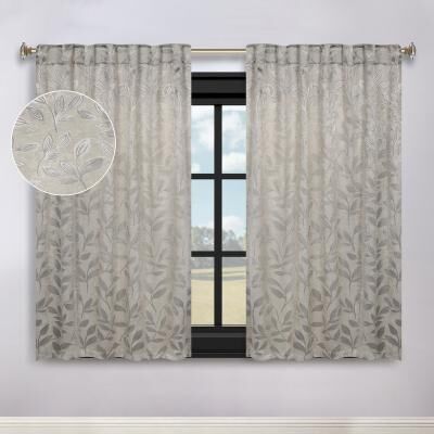 Superior Leaves Back Tab Curtains Room Darkening Machine Washable, Set of 2