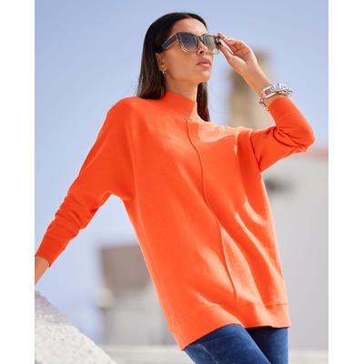 Strickpullover HEINE "Pullover", Damen, Gr. 36, orange, 100% Baumwolle, unifarben, Pullover Strickpullover