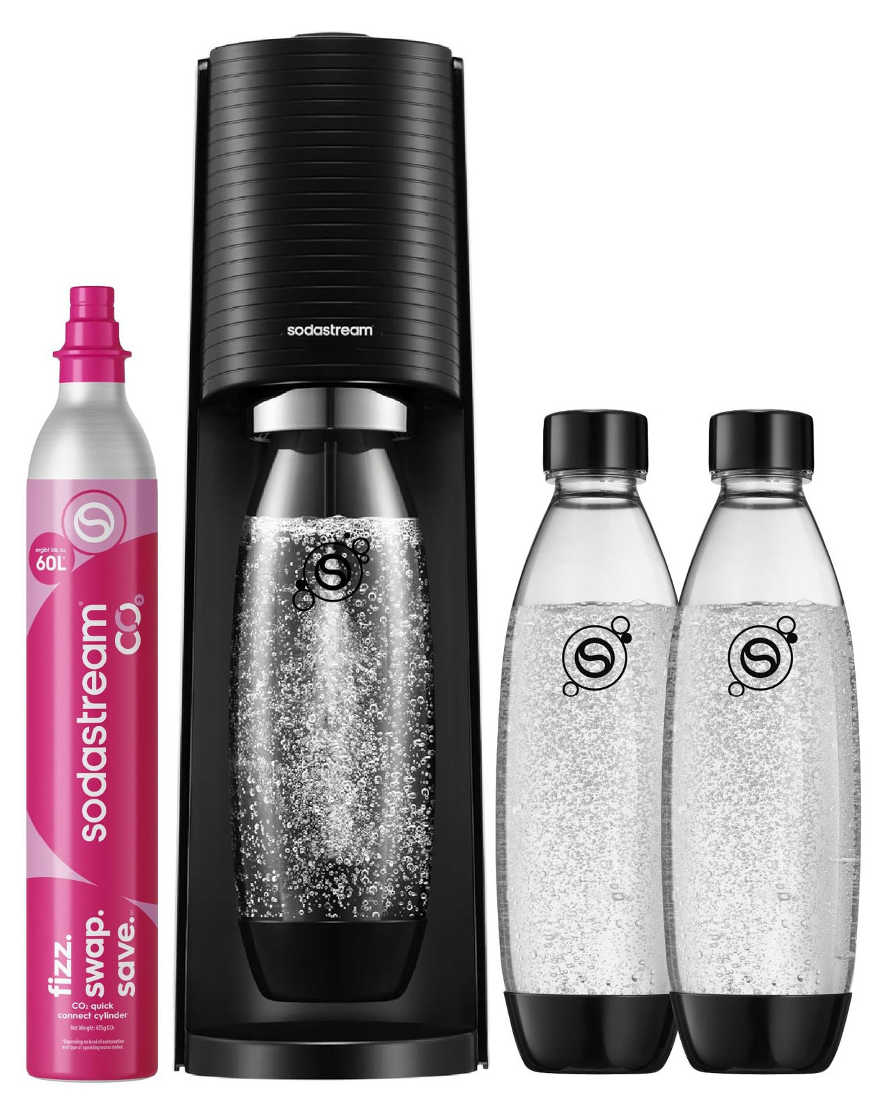 SodaStream TERRA waterbron met Quick-Connect CO2-cilinder, zwart