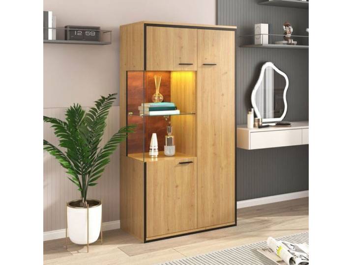 Vitrine pour collection Armoire de Vitrine Salon avec étagère en Verre Armoire Polyvalente avec Grand Espace