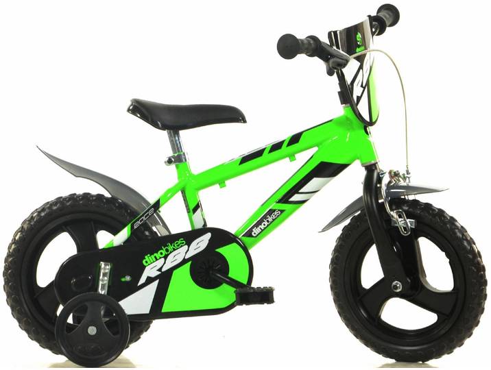 Kinderfahrrad DINO BIKES 12 Kinderfahrrad Jungen stabiler Stahl-Rahmen Stützräder kindgerecht Gr. 21, grün, Fahrräder, Kinder, 21cm, 12 Zoll (30,48cm), Kinderfahrrad, mit Stützrädern und Frontschild