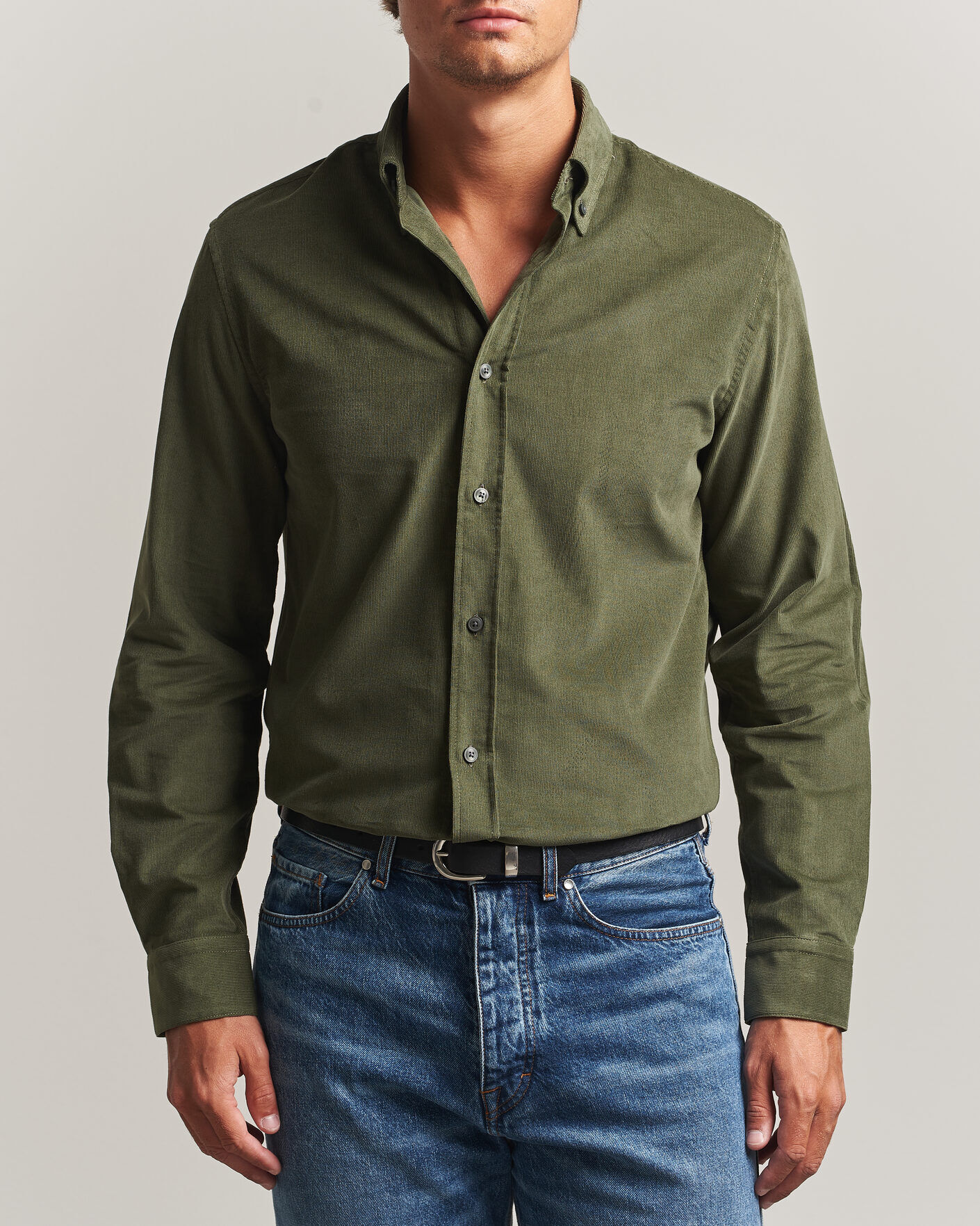 Tiger of Sweden Bjorn Corduroy Shirt City Green men XL Grøn